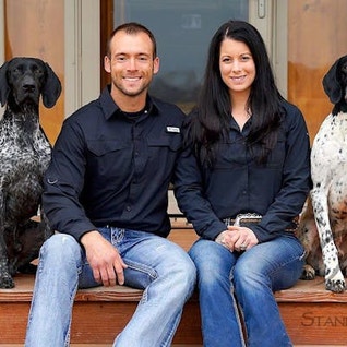 Ethan and Kat Pippitt of Standing Stone Kennels with their 2 German Shorthair Pointers